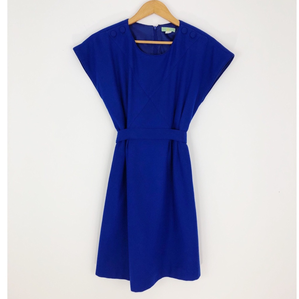 Anthropologie Lil Button Duo Wool Blue Dress Size 2